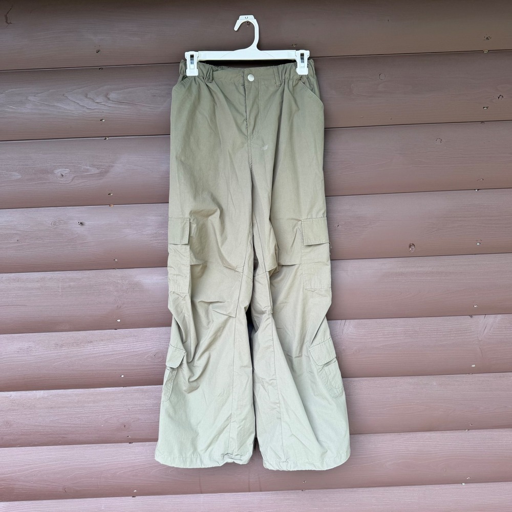 Faded Rose  Cargo Pants Women Small Olive Green Wide Leg Utility Pockets